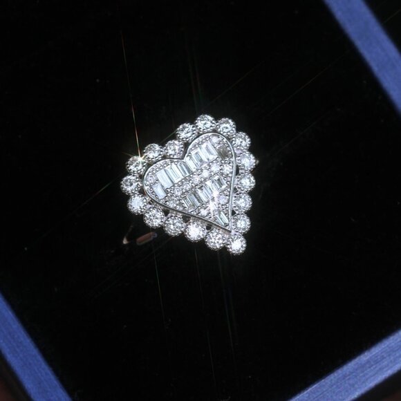 🔥 Sweet Large Heart Crystal Full Filled Romantic Rings for Women, PD109 - Picture 3 of 5